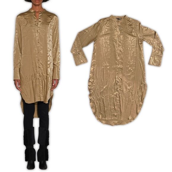 Adrienne Landau Onyx Satin Tunic Convertible Tunic Top Tan Snake Print - Picture 13 of 17